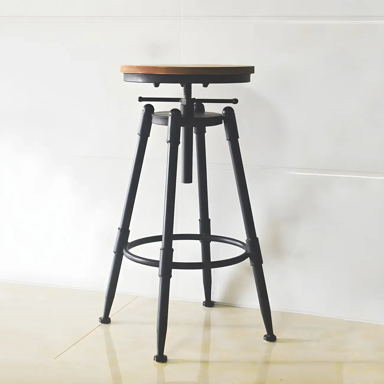 Industrial Metal Swivel Bar Stools with Back for Home Bar Image - 15