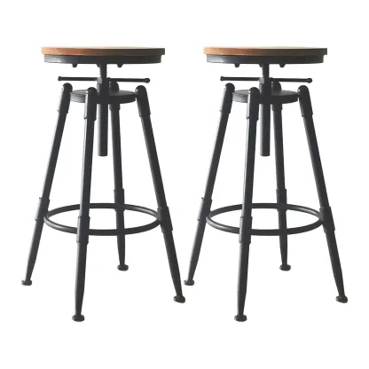 Industrial Metal Swivel Bar Stools with Back for Home Bar Image - 16