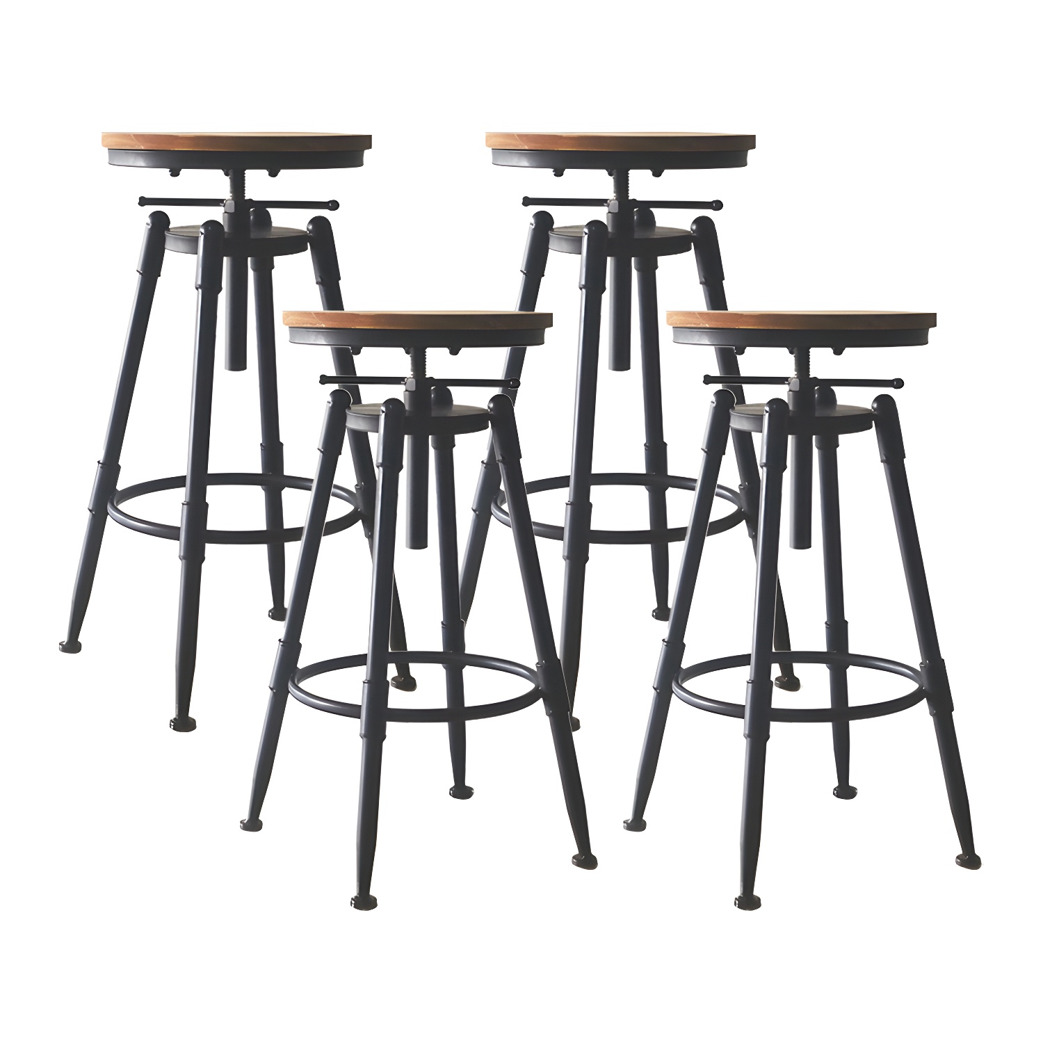 Industrial Metal Leather Swivel Bar Stools with Back | homeyfad
