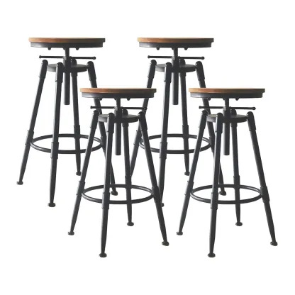 Industrial Metal Swivel Bar Stools with Back for Home Bar Image - 17