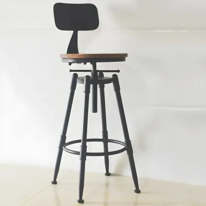 Industrial Metal Swivel Bar Stools with Back for Home Bar Image - 18