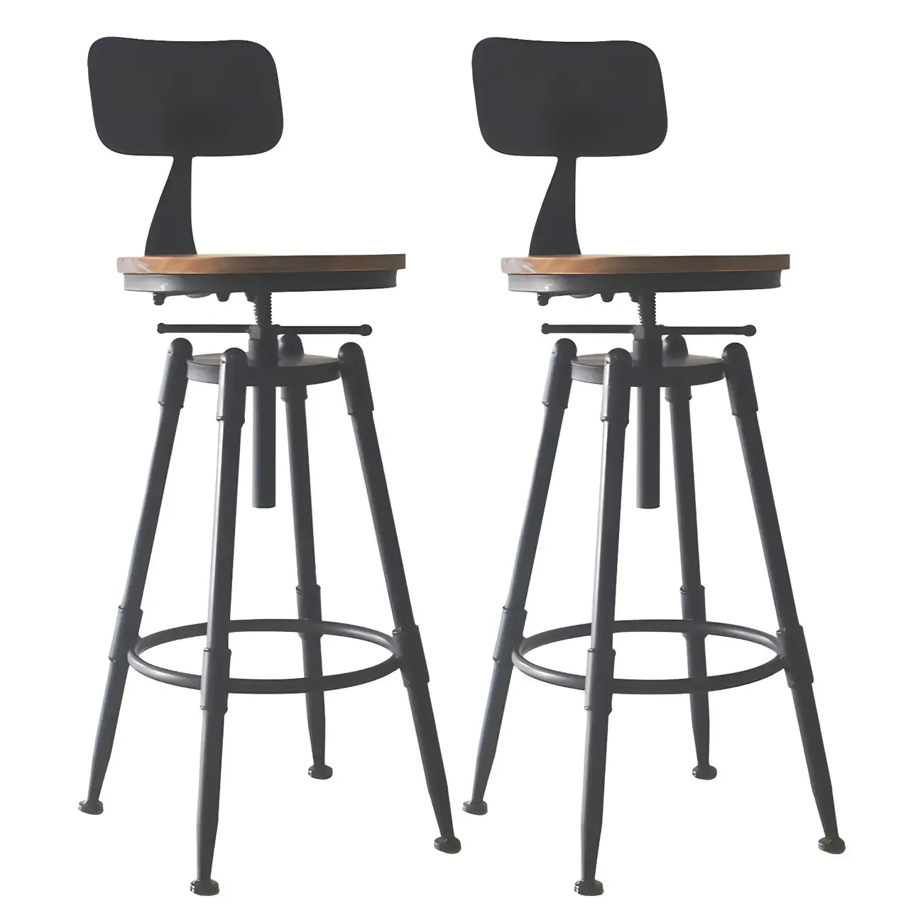 Industrial Metal Swivel Bar Stools with Back for Home Bar Image - 19