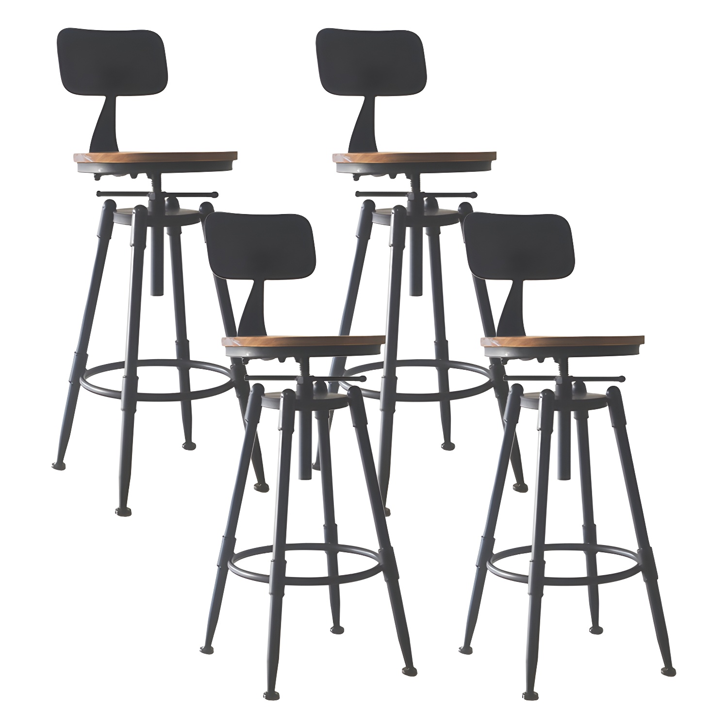 Industrial Metal Leather Swivel Bar Stools with Back | homeyfad