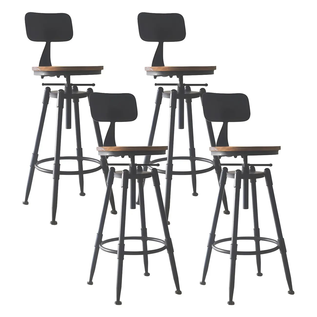 Industrial Metal Swivel Bar Stools with Back for Home Bar Image - 20 | homeyfad