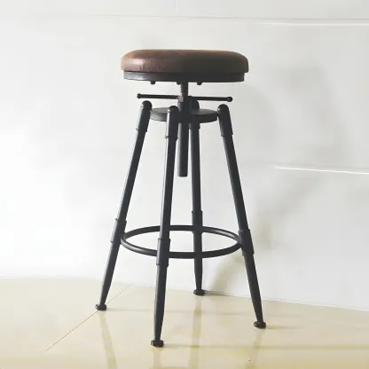 Industrial Metal Swivel Bar Stools with Back for Home Bar Image - 21