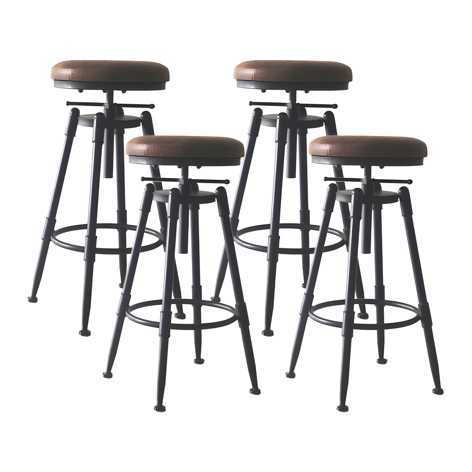 Industrial Metal Leather Swivel Bar Stools with Back | homeyfad
