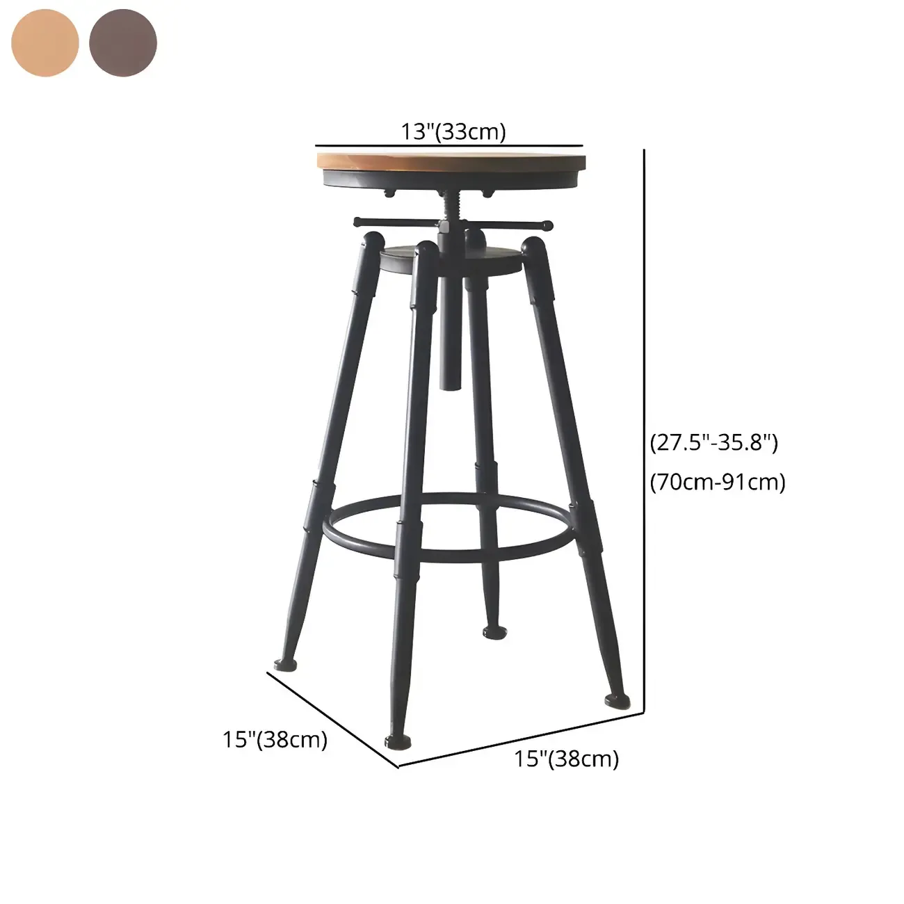 Industrial Metal Swivel Bar Stools with Back for Home Bar #size