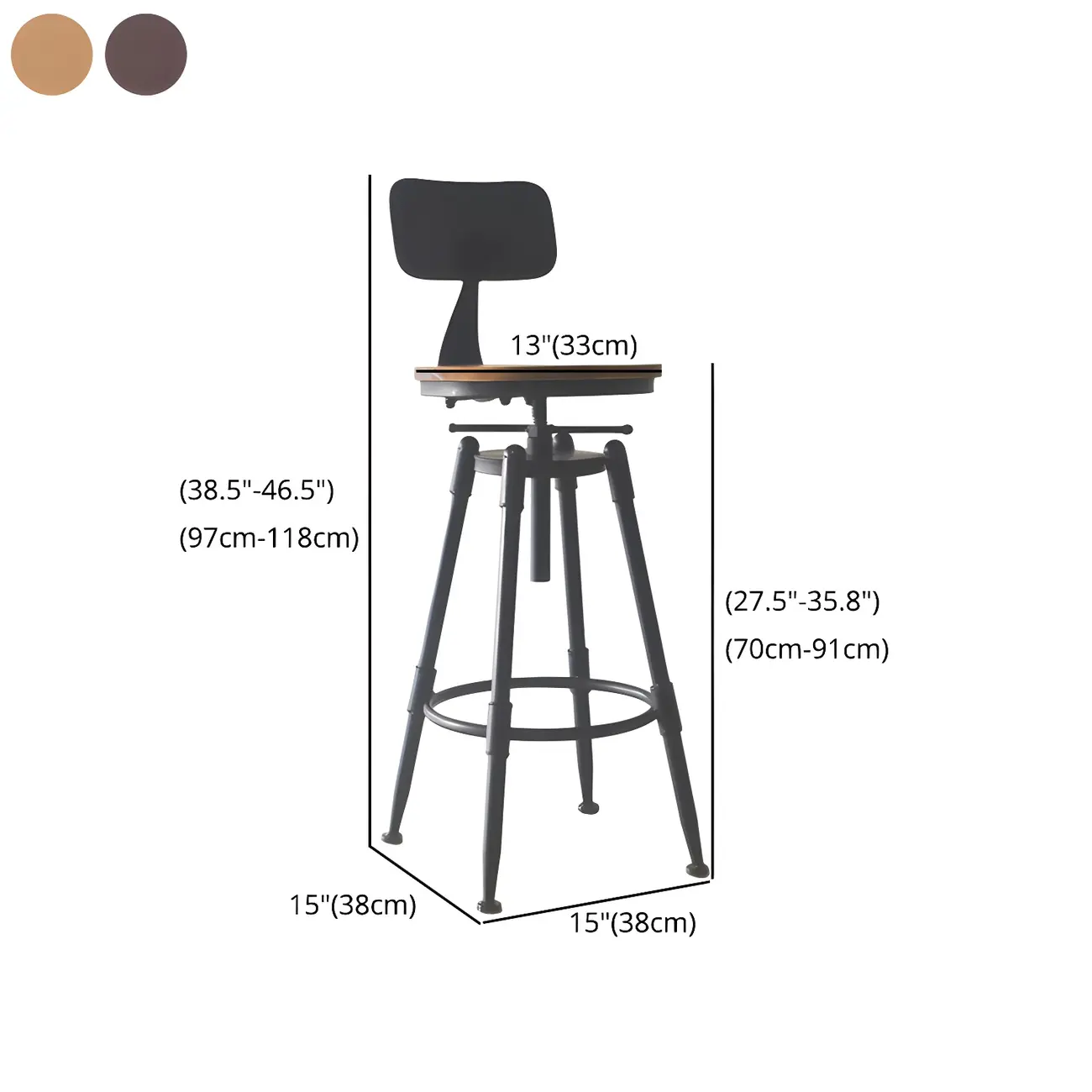 Industrial Metal Swivel Bar Stools with Back for Home Bar Image - 25 | homeyfad