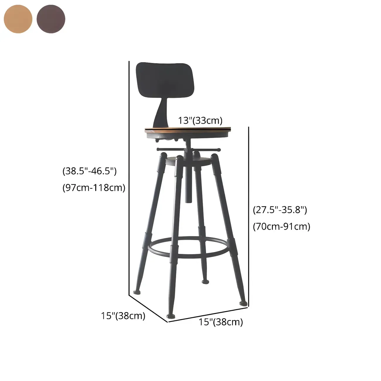 Industrial Metal Swivel Bar Stools with Back for Home Bar Image - 25