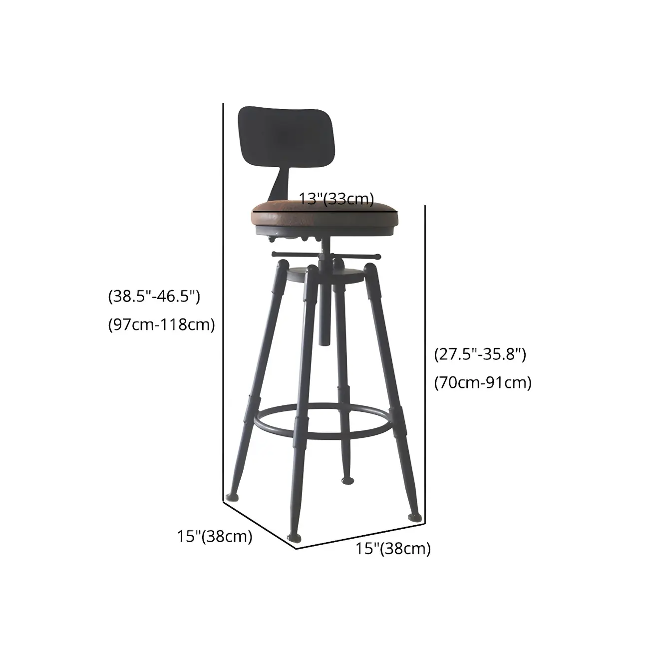 Industrial Metal Swivel Bar Stools with Back for Home Bar Image - 27 | homeyfad
