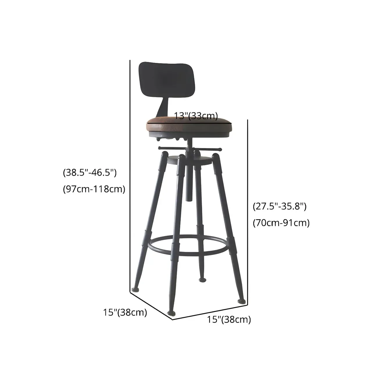 Industrial Metal Swivel Bar Stools with Back for Home Bar Image - 27