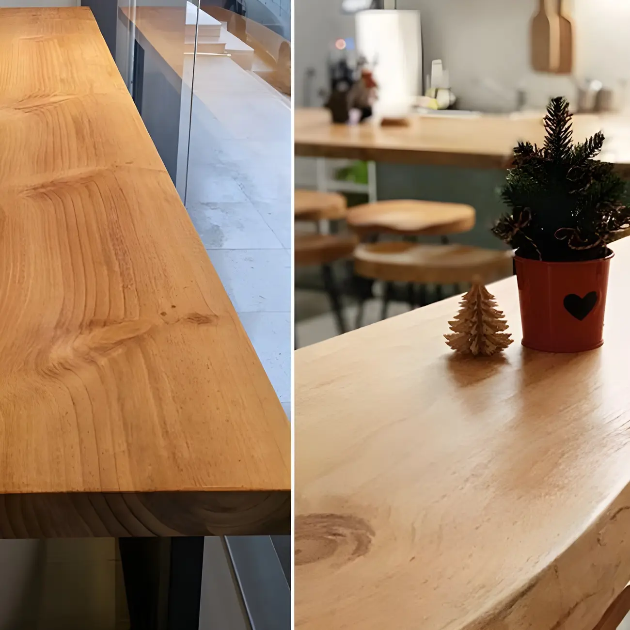 Modern Brown Wood Iron Sled Bar Table for Pub Image - 4 | homeyfad