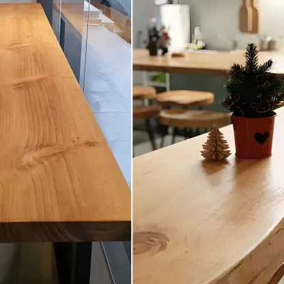 Modern Brown Wood Iron Sled Bar Table for Pub Image - 4