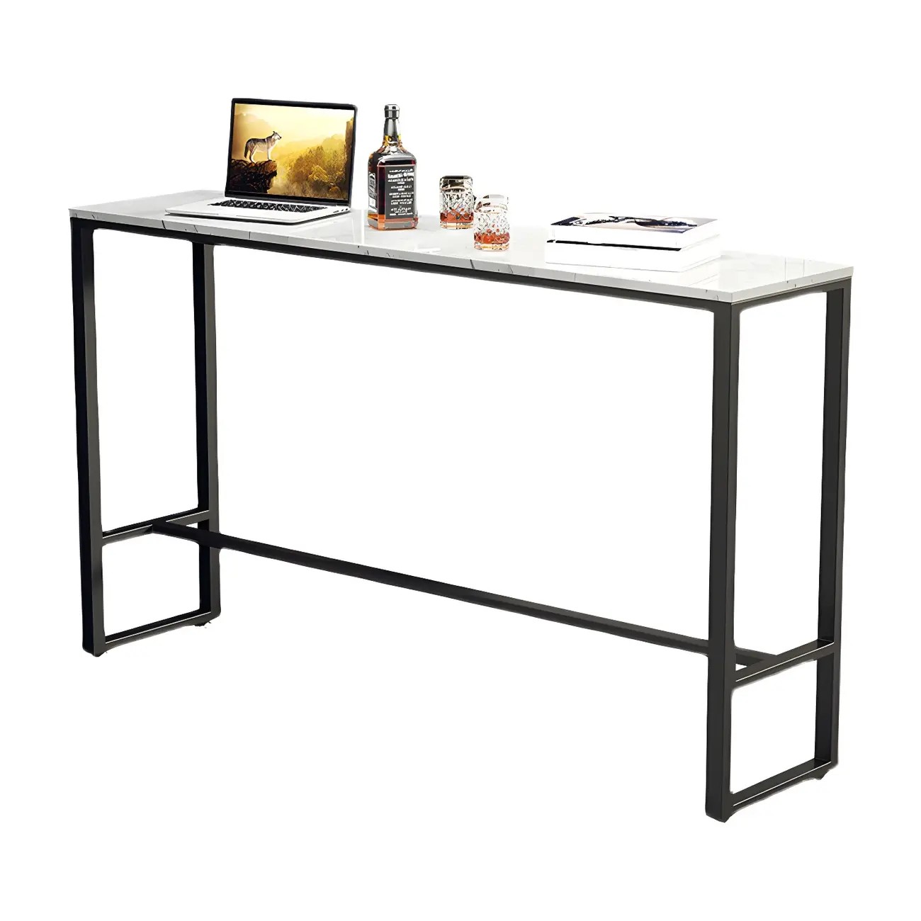 Modern Marble Counter Height Table with Trestle Design Image - 5 | homeyfad