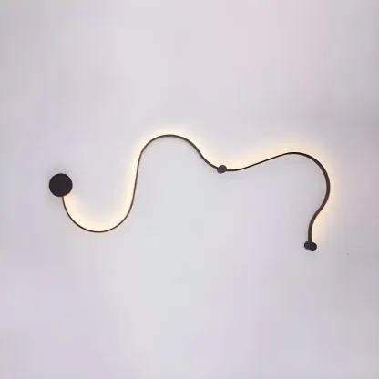 Unique Black Linear Flowing LED Wall Sconce for Living Room