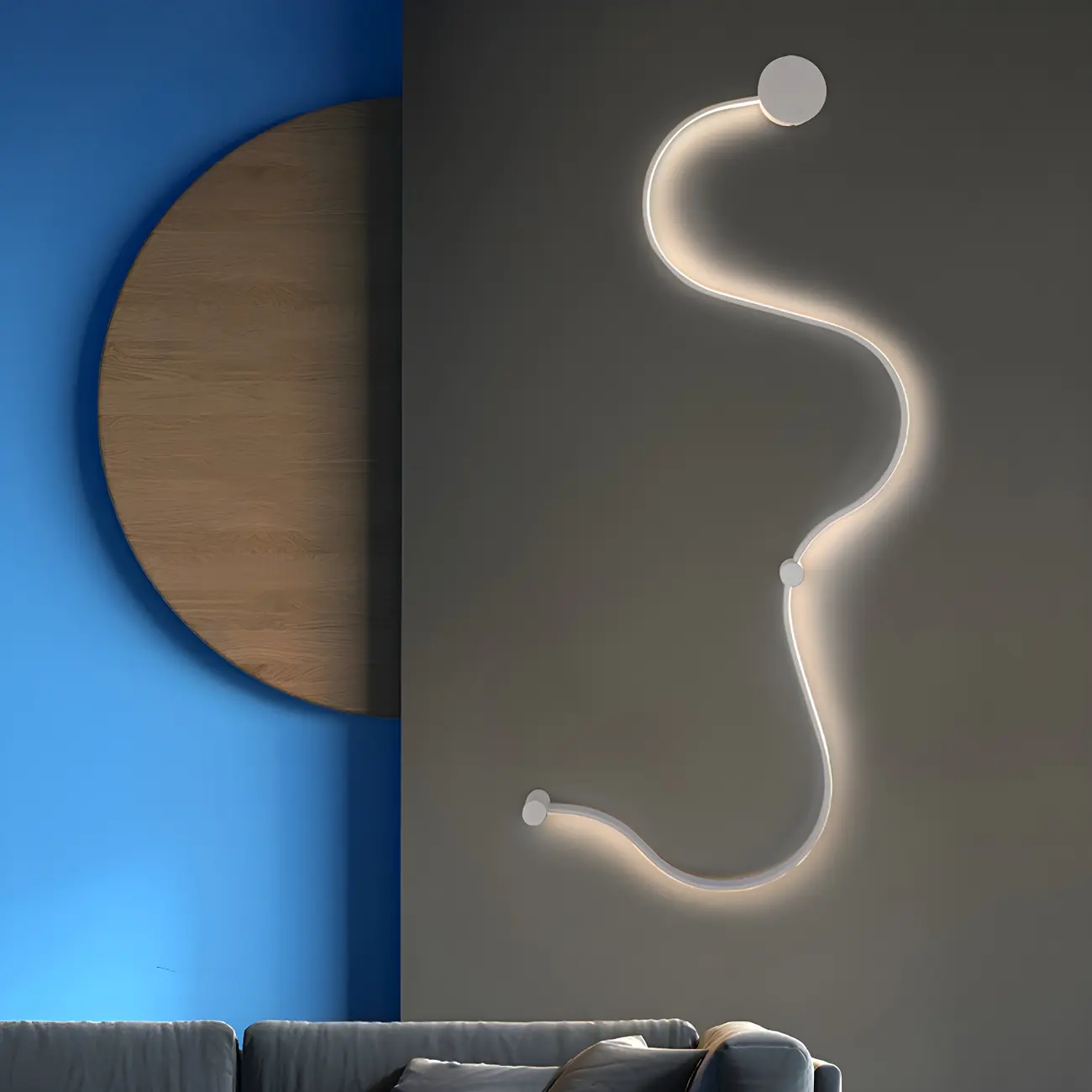 Unique Black Linear Flowing LED Wall Sconce for Living Room | homeyfad