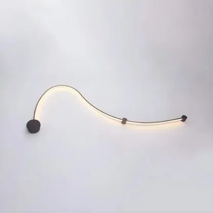 Unique Black Linear Flowing LED Wall Sconce for Living Room