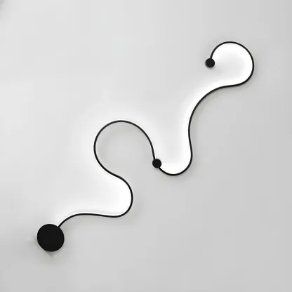 Unique Black Linear Flowing LED Wall Sconce for Living Room
