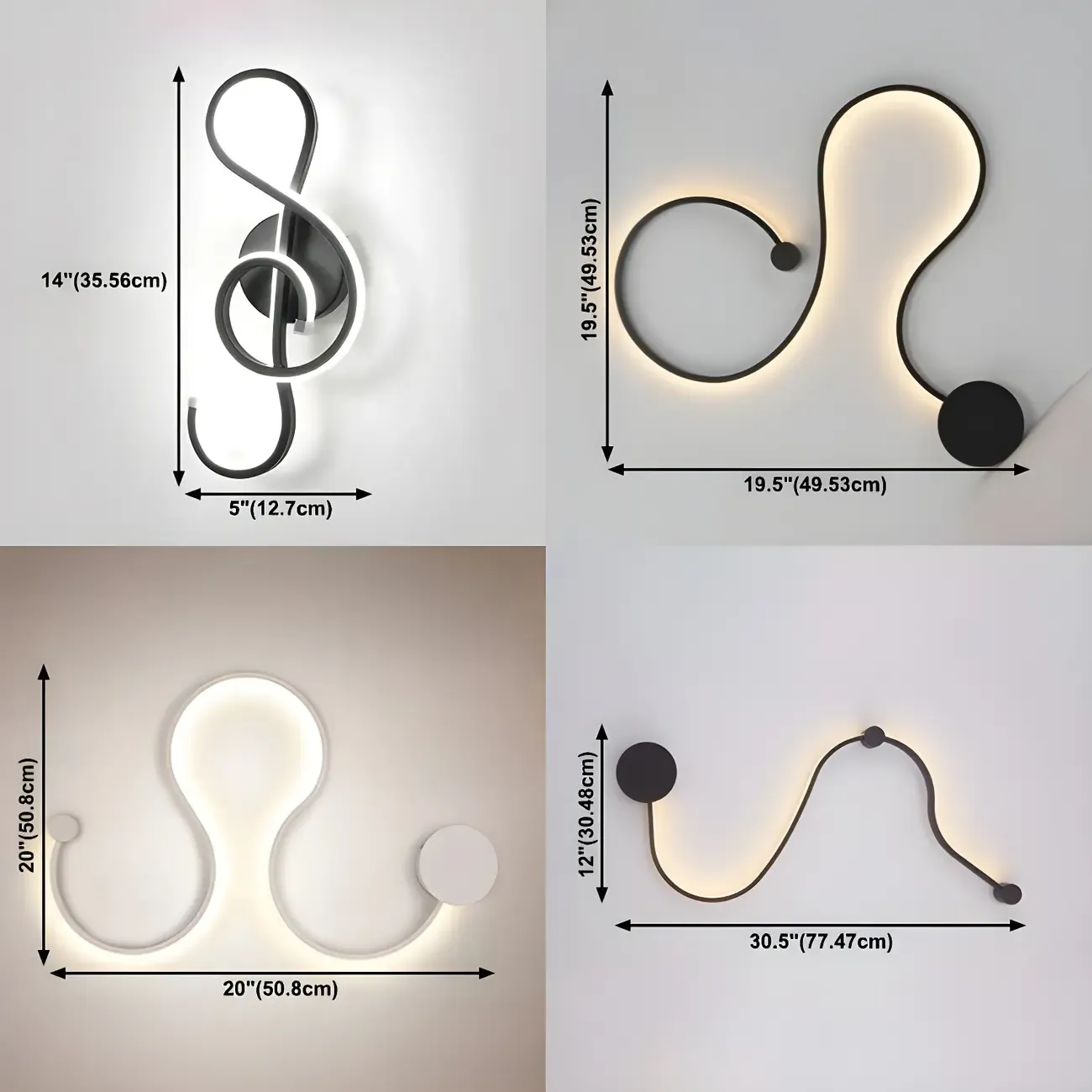 Unique Black Linear Flowing LED Wall Sconce for Living Room