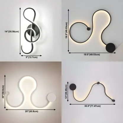 Unique Black Linear Flowing LED Wall Sconce for Living Room