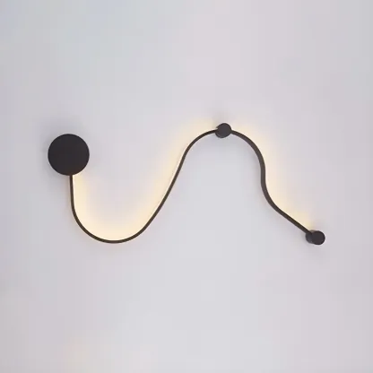 Unique Black Linear Flowing LED Wall Sconce for Living Room