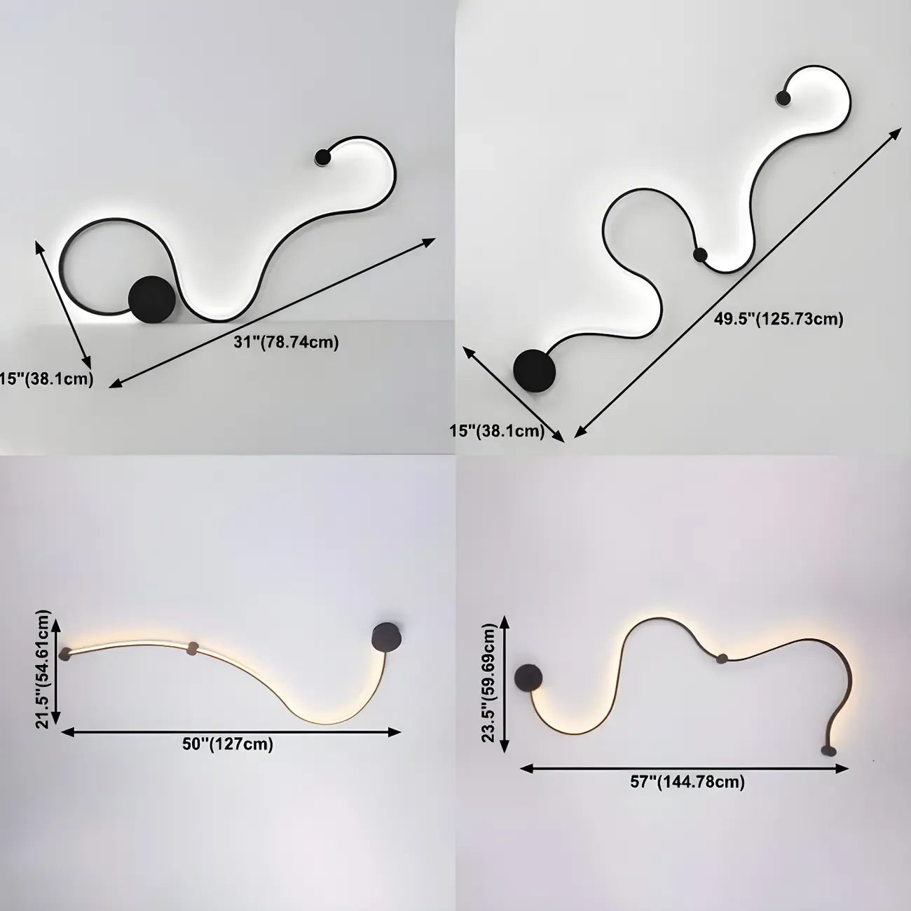 Unique Black Linear Flowing LED Wall Sconce for Living Room