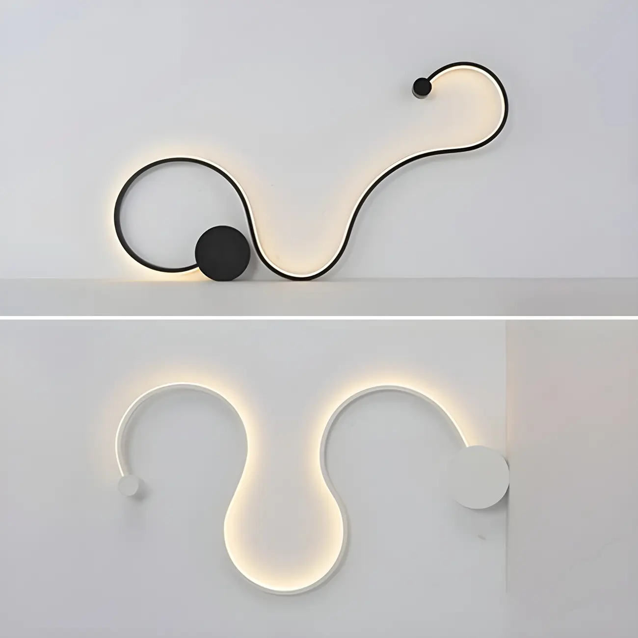 Unique Black Linear Flowing LED Wall Sconce for Living Room | homeyfad