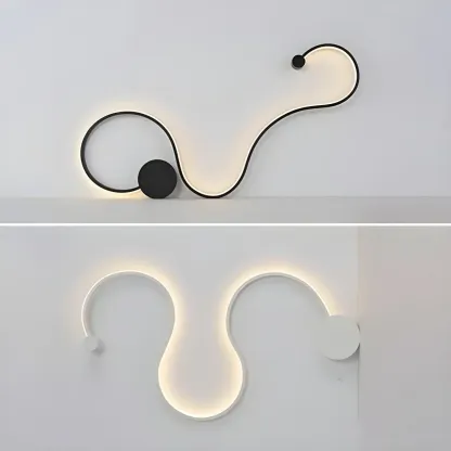 Unique Black Linear Flowing LED Wall Sconce for Living Room