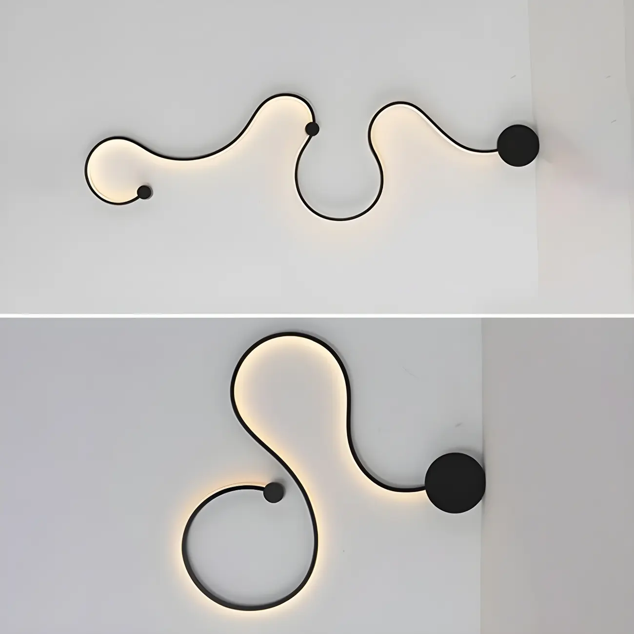 Unique Black Linear Flowing LED Wall Sconce for Living Room | homeyfad