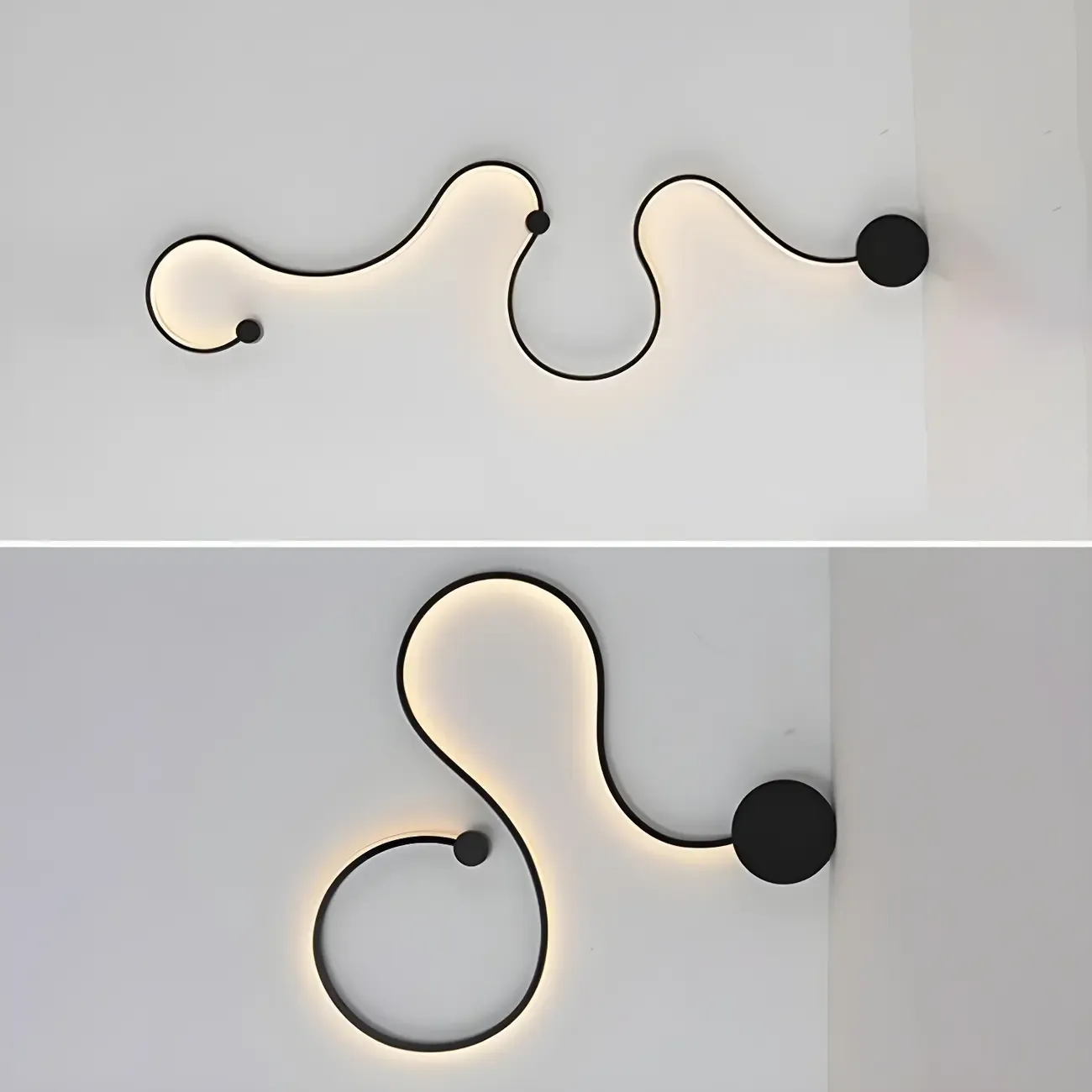 Unique Black Linear Flowing LED Wall Sconce for Living Room