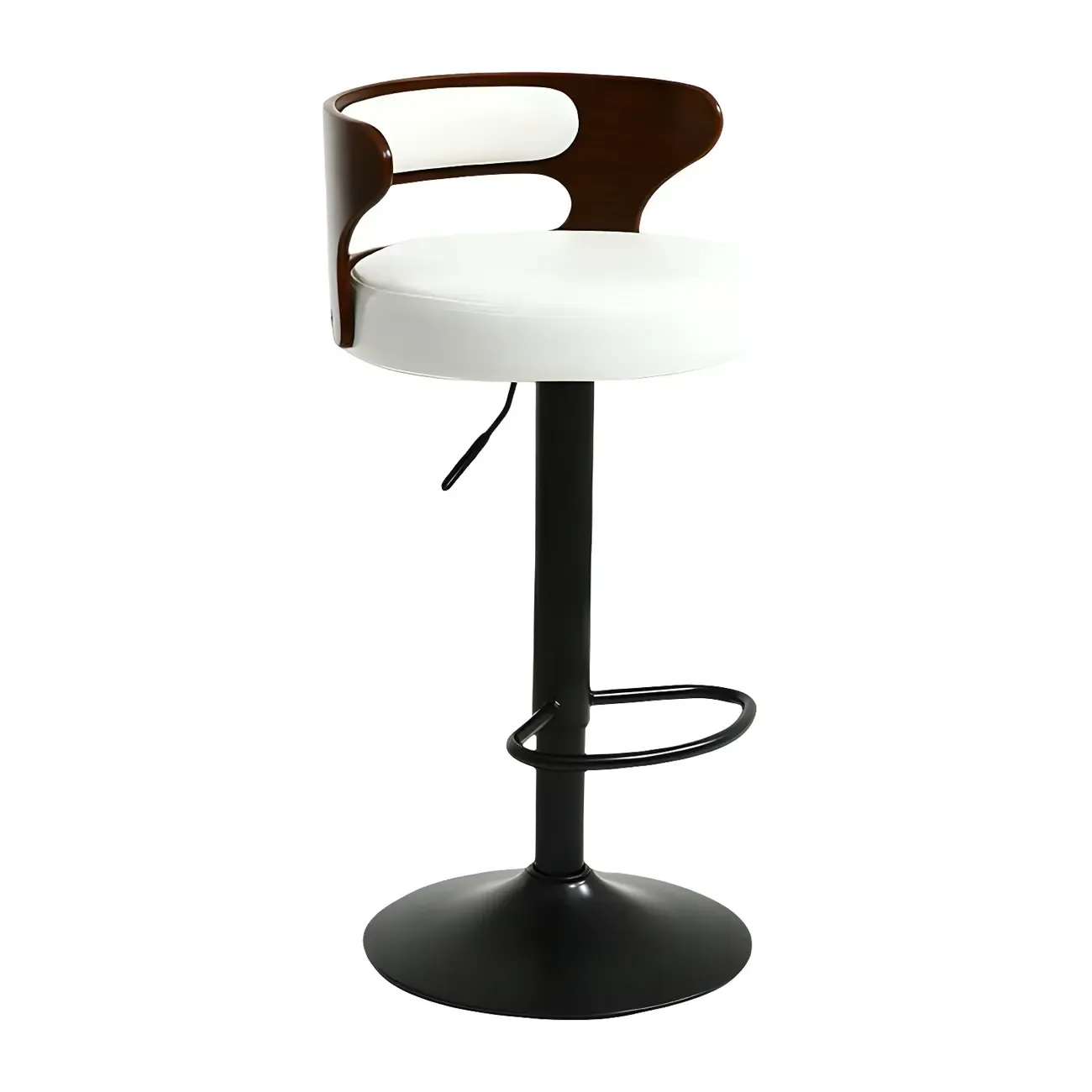 Adjustable Round Leather Swivel Bar Stools with Back Image - 8