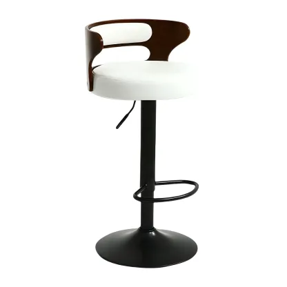 Adjustable Round Leather Swivel Bar Stools with Back Image - 8