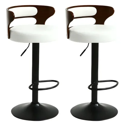 Adjustable Round Leather Swivel Bar Stools with Back Image - 9