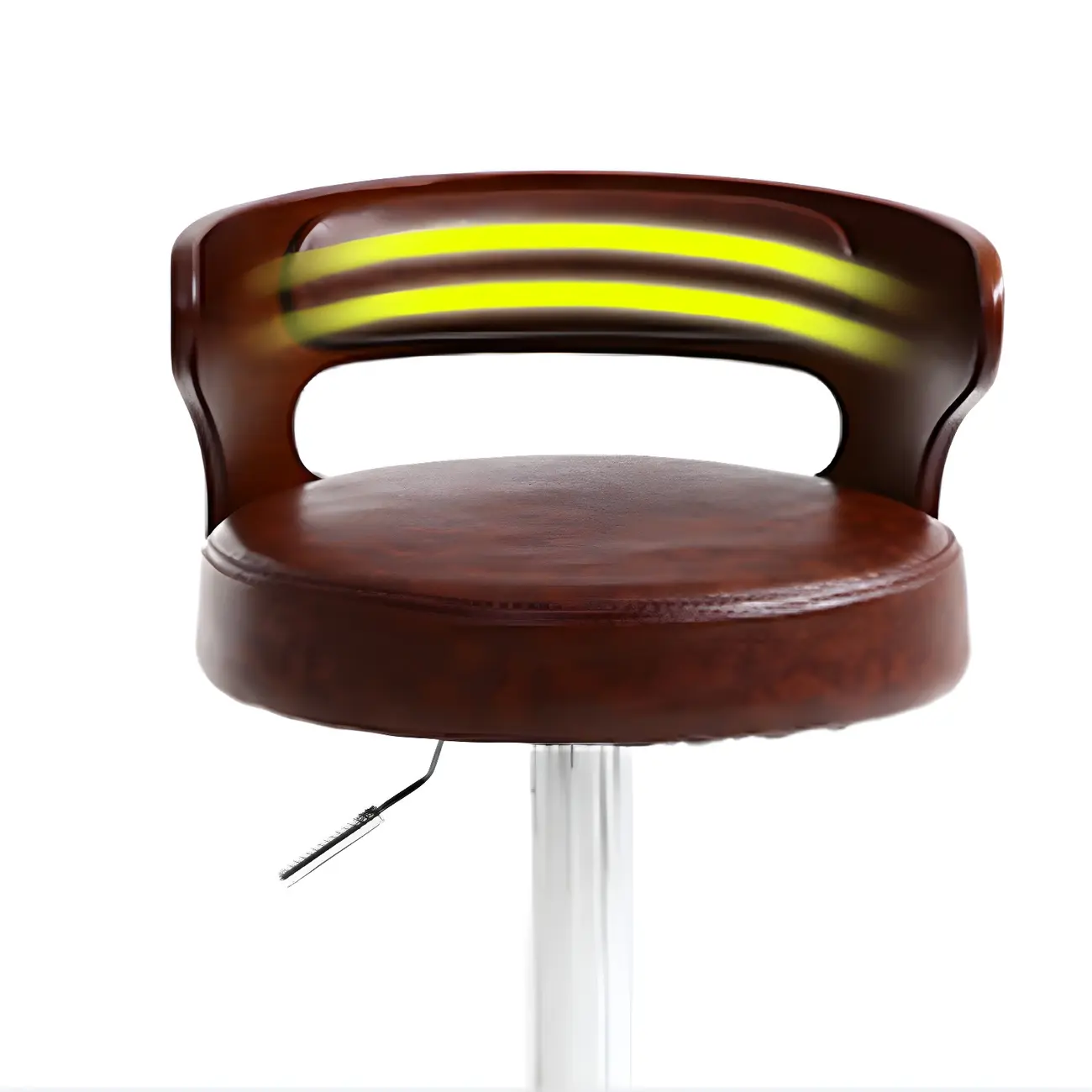 Adjustable Round Leather Swivel Bar Stools with Back Image - 11 | homeyfad