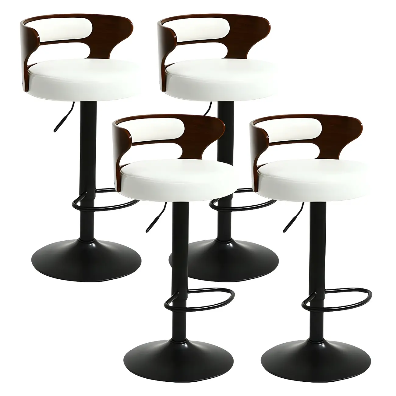 Adjustable Round Leather Swivel Bar Stools with Back Image - 12 | homeyfad