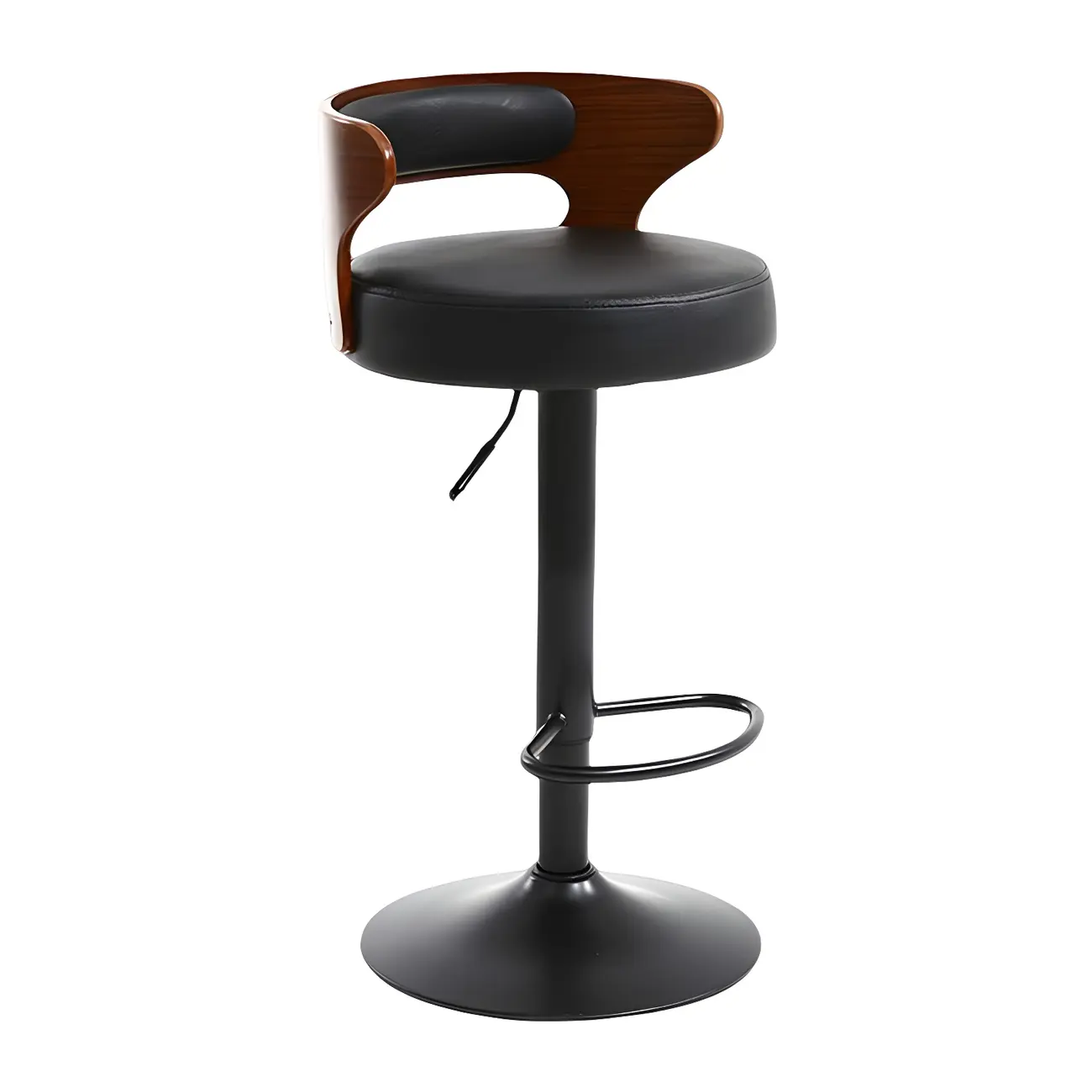 Adjustable Round Leather Swivel Bar Stools with Back Image - 13 | homeyfad
