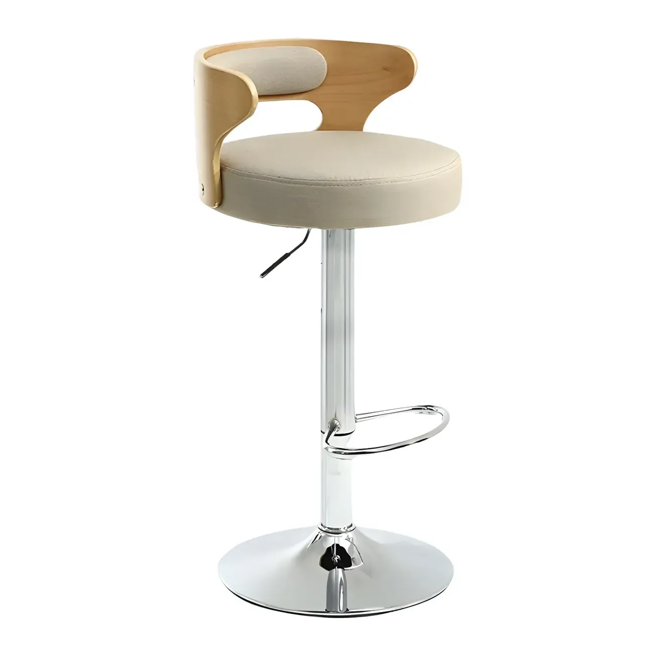 Adjustable Round Leather Swivel Bar Stools with Back Image - 18