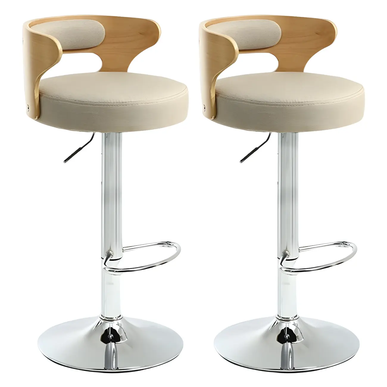 Adjustable Round Leather Swivel Bar Stools with Back Image - 19 | homeyfad
