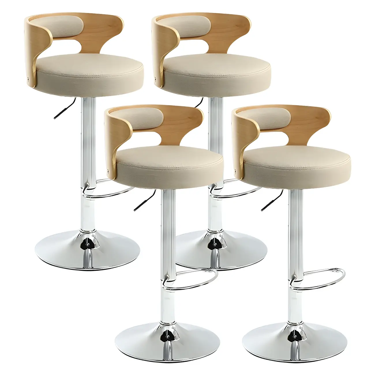 Adjustable Round Leather Swivel Bar Stools with Back Image - 20 | homeyfad