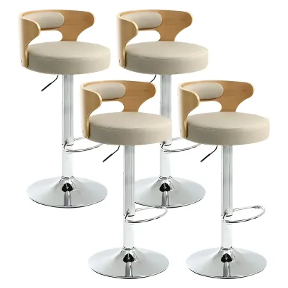 Adjustable Round Leather Swivel Bar Stools with Back Image - 20