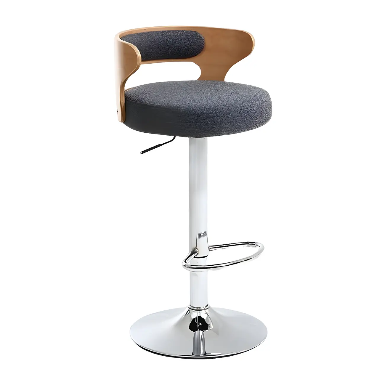 Adjustable Round Leather Swivel Bar Stools with Back Image - 24 | homeyfad