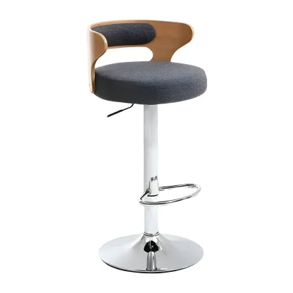 Adjustable Round Leather Swivel Bar Stools with Back Image - 24