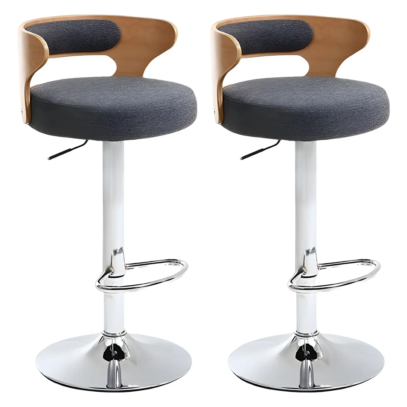 Adjustable Round Leather Swivel Bar Stools with Back Image - 25 | homeyfad
