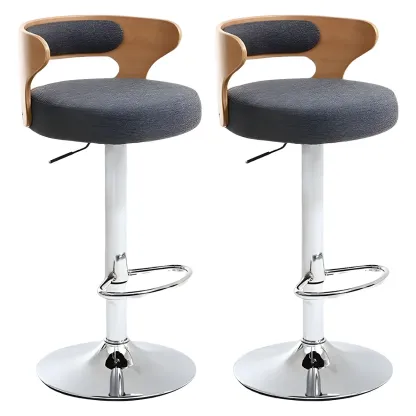 Adjustable Round Leather Swivel Bar Stools with Back Image - 25