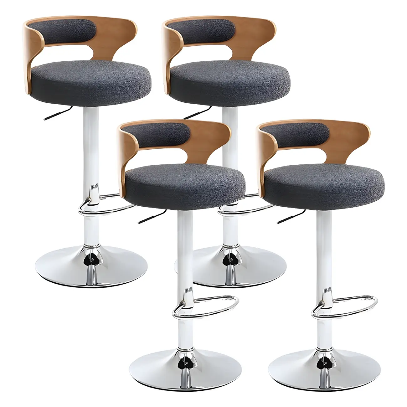 Adjustable Round Leather Swivel Bar Stools with Back Image - 26 | homeyfad