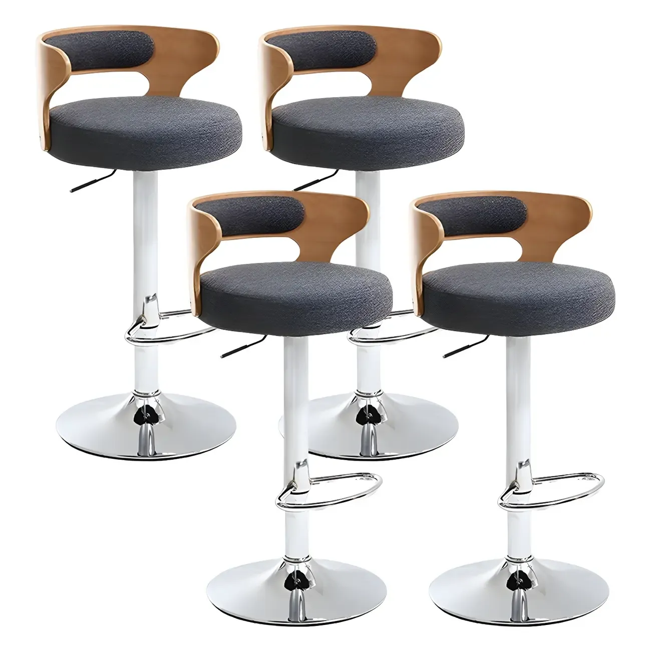 Adjustable Round Leather Swivel Bar Stools with Back Image - 26