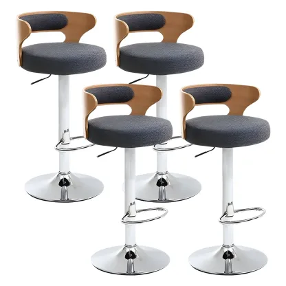 Adjustable Round Leather Swivel Bar Stools with Back Image - 26
