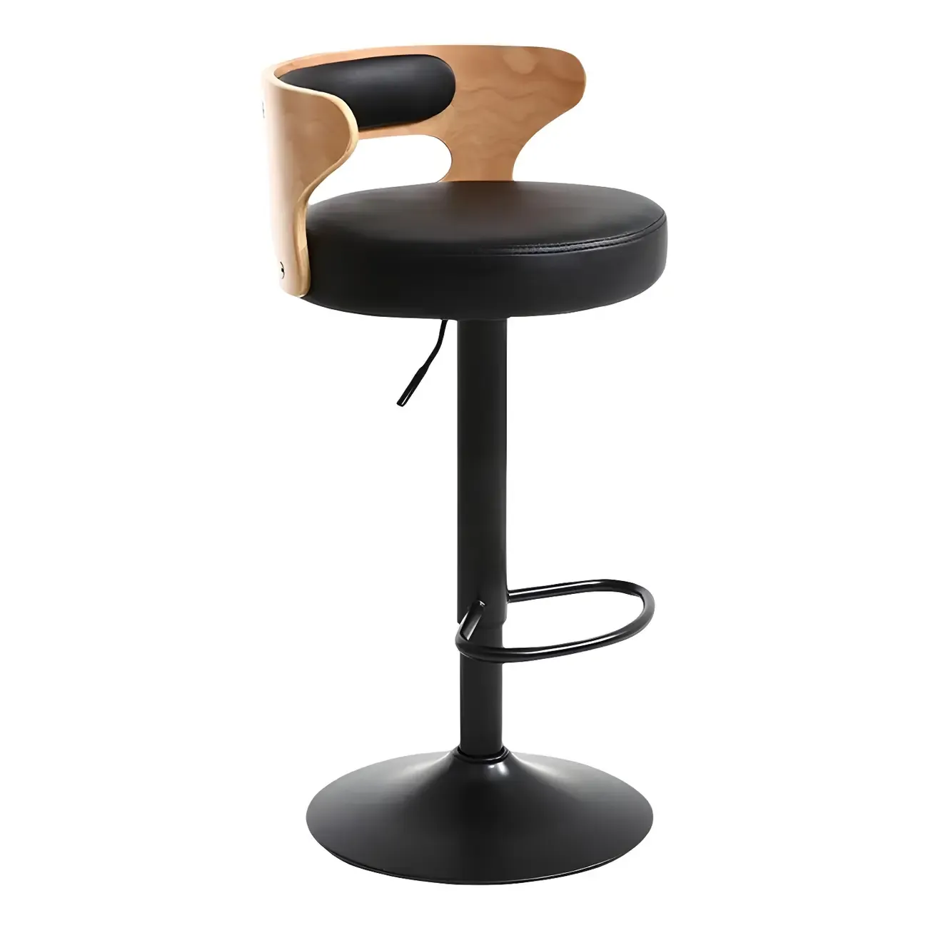 Adjustable Round Leather Swivel Bar Stools with Back Image - 27