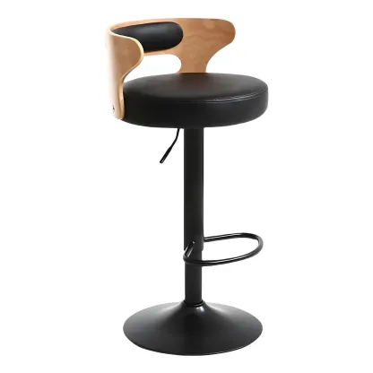 Adjustable Round Leather Swivel Bar Stools with Back Image - 27