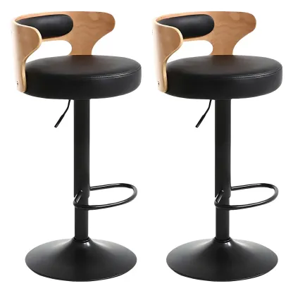 Adjustable Round Leather Swivel Bar Stools with Back Image - 28